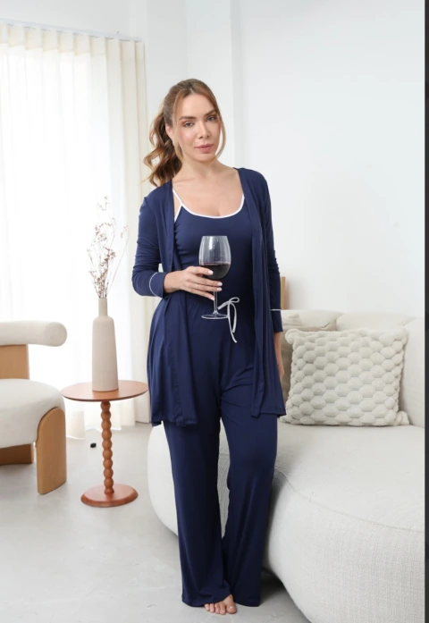 Trio Cardigan - Marinho