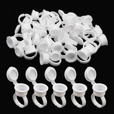 Anillos Con Tapa Para Aplicación De Pegamento De Pestañas 50 Piezas