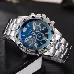 3 pçs moda masculina relógios de negócios luxo banda aço masculino analógic