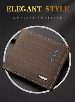 Carteira curta masculina de couro PU, carteira masculina com porta-cartões - comprar online