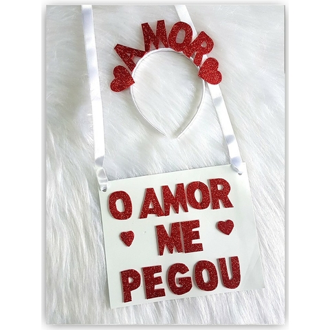 Kit Carnaval | Plaquinha e Tiara - O amor me pegou