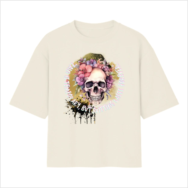 Camiseta Caveira Pain is temporary Oversized off-White Mokko