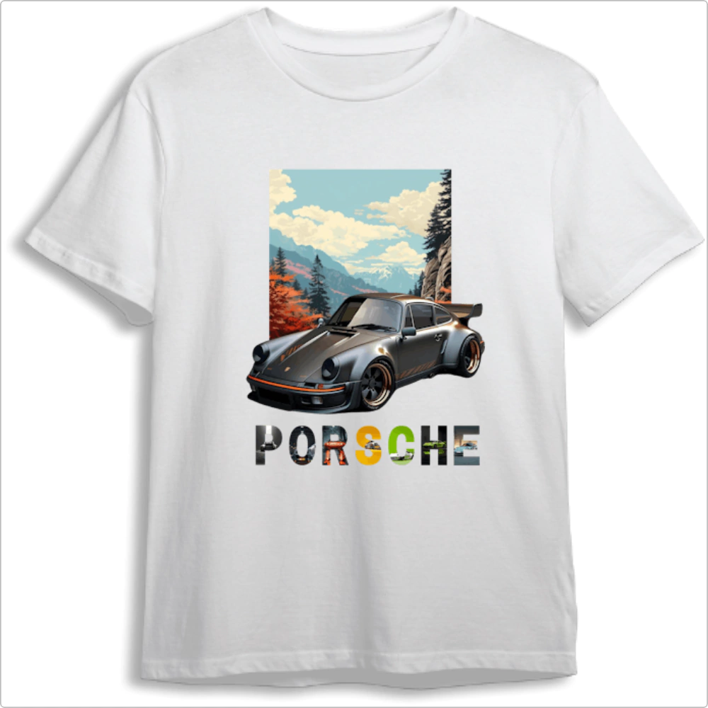 Camiseta Porsche 911 retro paisagem Premium MK