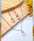 Conjunto colar e brinco pedra Zircônia oval rosa claro aço inox