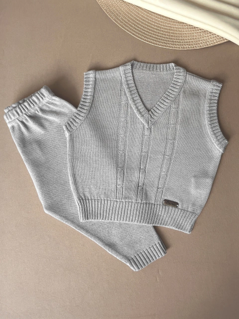 Conjunto Bebê Tricot Colete e Calça Gael Loja Ninar
