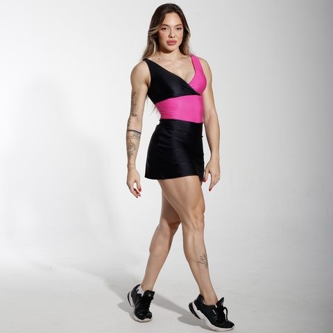 Vestido Fitness Ju - Preto e Rosa