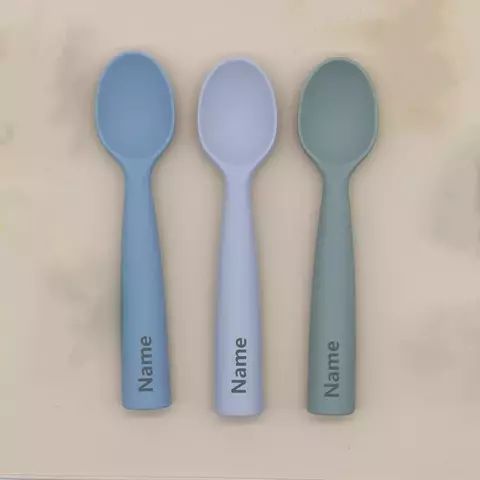 Kit 3 Colheres de Silicone com Nome do Bebê Impresso