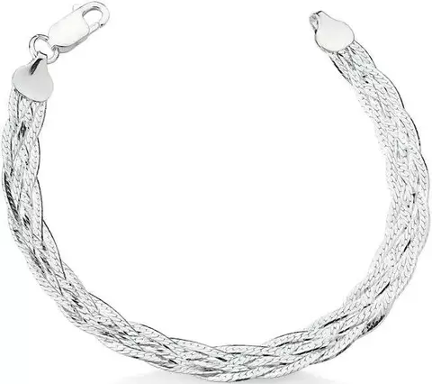 Pulseira trançada 5 fios laminada