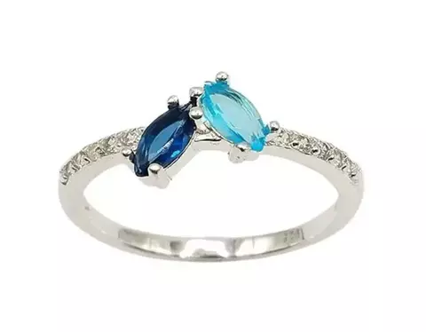 Anel cravejado 2 tons azul