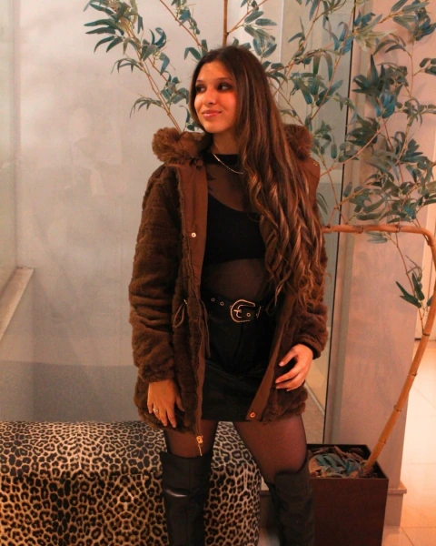 Sobretudo Feminino Pelo Ted Capuz Dupla Face Inverno
