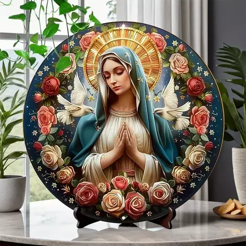 Decoracao de Parede Nossa Senhora com Rosas e Pombas - comprar online
