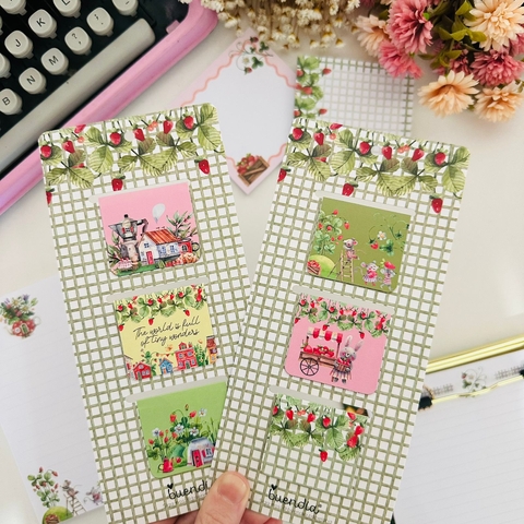 Kit com 3 Marcadores de Página Magnéticos – Fazenda de Morangos