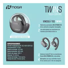 Auriculares Bluetooth Inalambricos Celular Noga Btwins 40 Ep Color Negro - DISPLAYCOM