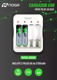 Cargador Noga Nga-5200 5v 1.2v Para Bater - DISPLAYCOM