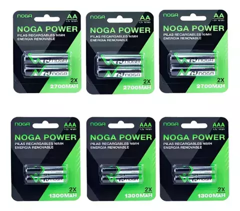 6 Blister X2 Pilas Aaa/aa Noga Recargable 1300/2700mah - comprar online