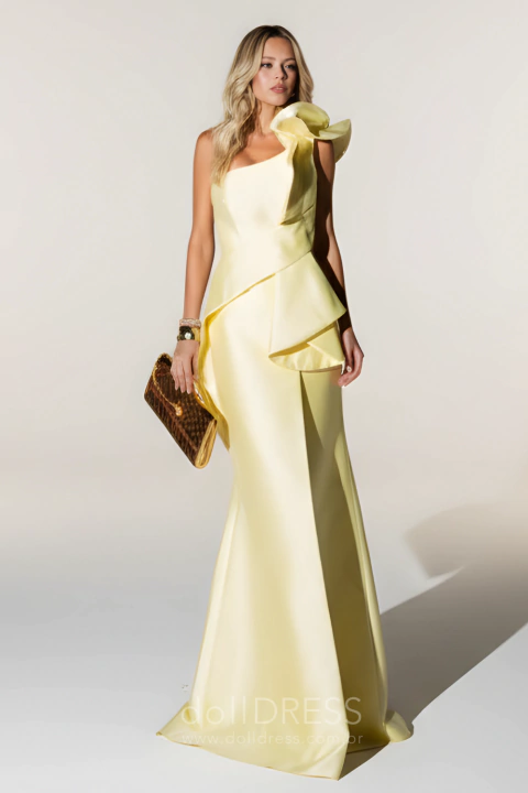 Vestido de Festa Longo Amarelo Ombro Só em Zibeline – Mariana - comprar online