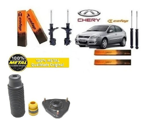 4 Amortecedor Cofap + Kit Batente Chery Cielo 2010 2011 2012