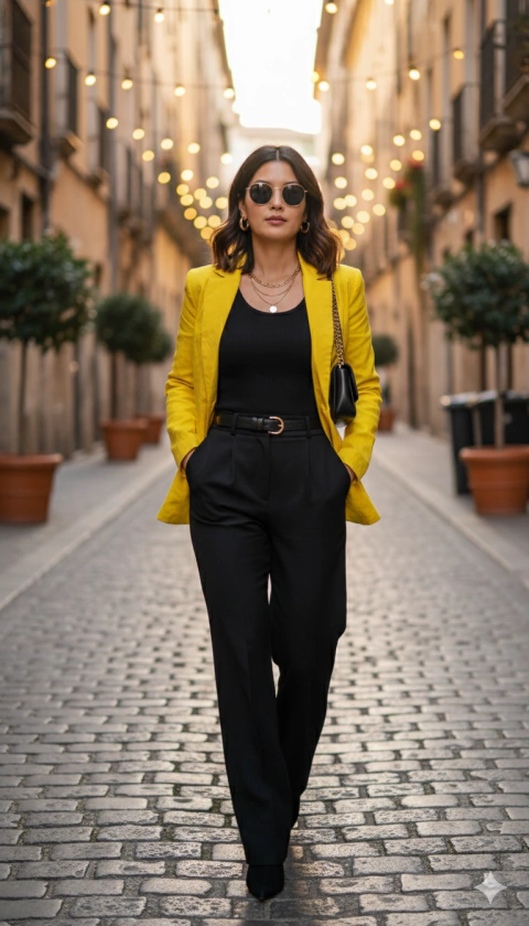 Blazer amarelo slim fit.