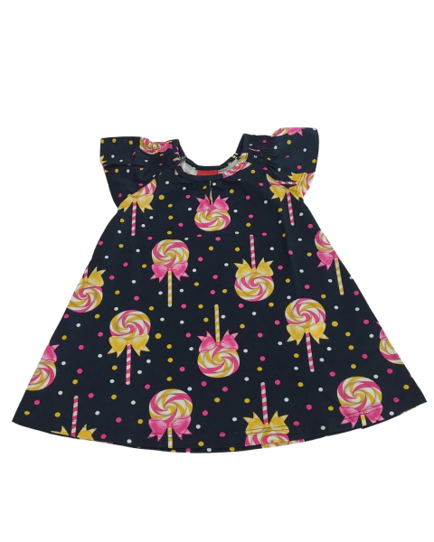 Vestido Infantil Azul Marinho Verão Kyly 100% algodão 1 ao 3 - comprar online