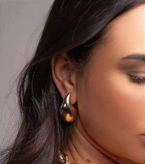 Brinco Gota Bold Média Banho Ouro 18k - comprar online