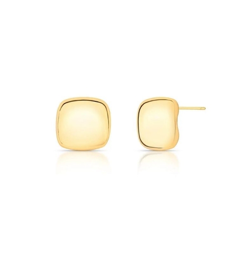 Brinco Quadrado Abaulado Banho Ouro 18k