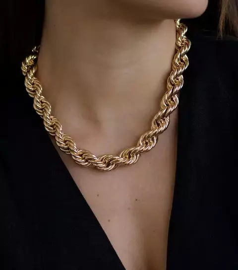 Colar Cordão Baiano 45 cm 14 mm Banho Ouro 18k - comprar online