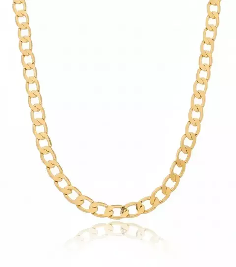 Choker Elos Grumet Fina Banho Ouro 18k