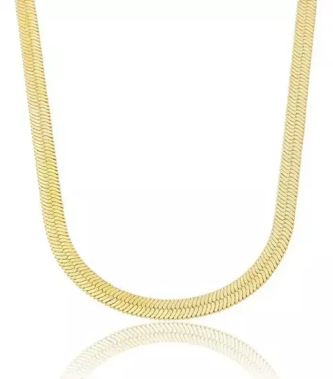 Colar Dourado Fita 6mm Banhado em Ouro 18k