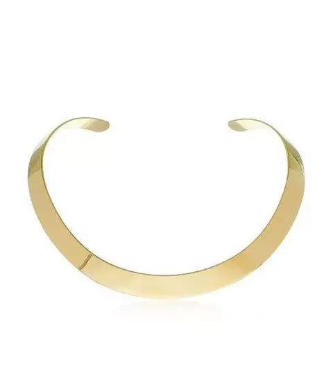 Choker Dourada Grossa Aro Rígido Ouro 18k