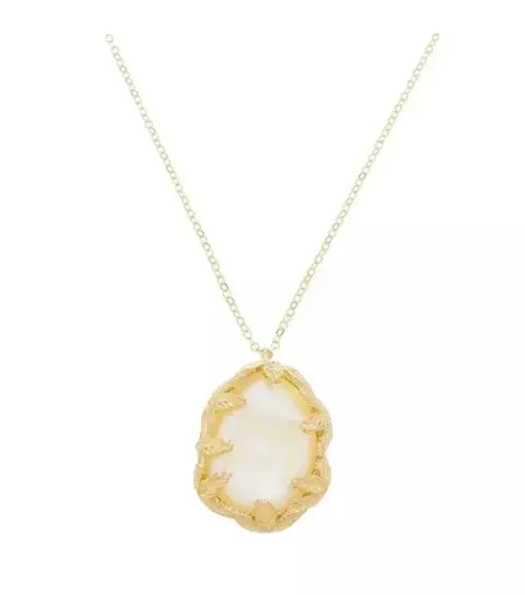 Colar Oval Madrepérola Banho Ouro 18k