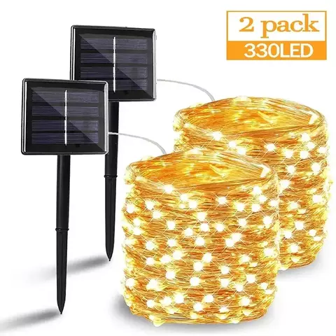 50/100/200/330 led luz solar ao ar livre lâmpada luzes da corda para o feriado