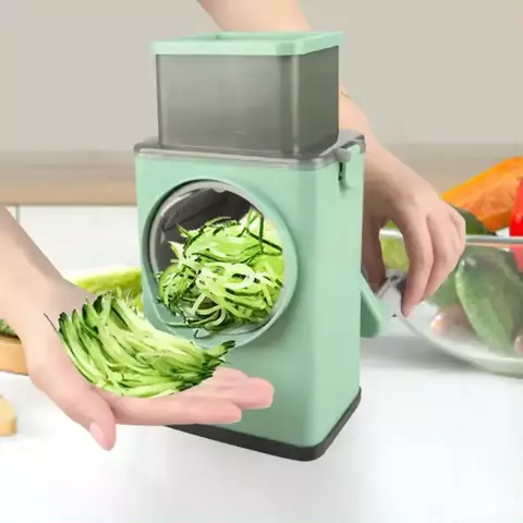 Fatiador Legumes Cortador Vegetais Manual 3 em 1 Multiuso Cozinha Giratorio Manivela