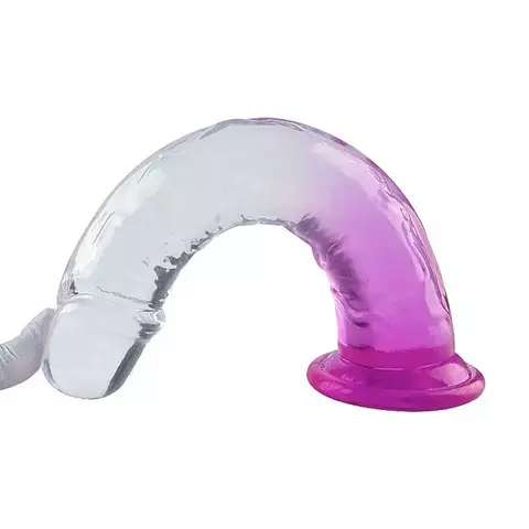 Dildo Realístico Flexível e Transparente com Roxo 19,5x3,8cm