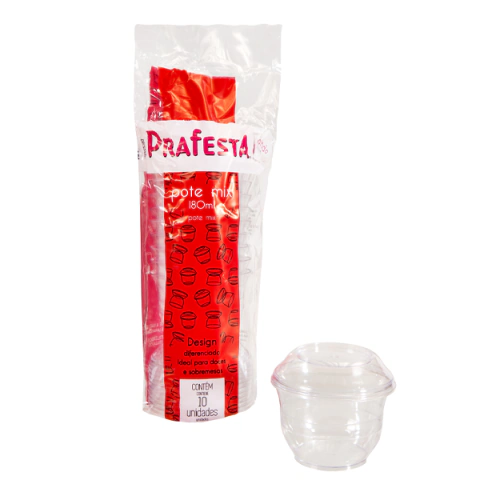KIT POTE E TAMPA MIX 180ML PACOTE COM 10 (PRAFESTA)