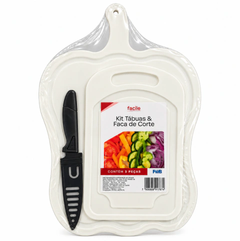 Kit Tábuas & Faca De Corte Com 3 peças