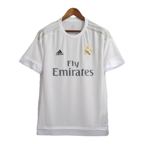 Camisa Retrô Real Madrid I 15/16 - Masculina Adidas - Branca com detalhes em cinza