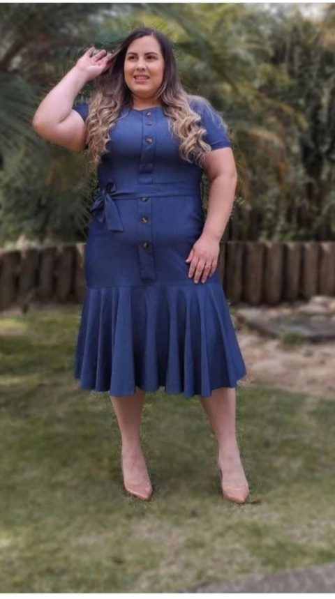 VESTIDO CHAMBREY BABADO - Planett Moda