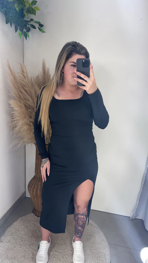 Vestido Midi manga longa