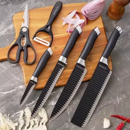 Kit de 6 Facas para Churras e Cozinha Inox Black