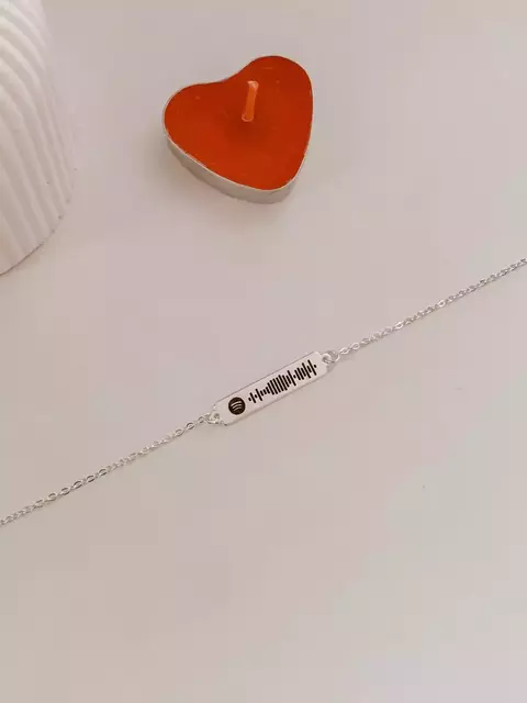 Pulseira Personalizada Plaquinha á Laser (Spotify) Banhado a Prata / Ouro