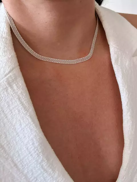 Chocker Malha Banhado a Prata