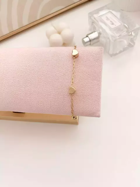 Pulseira Quatro Coracoes Banhada a Ouro