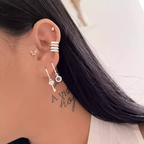 Brinco Argola Chave Banhado a Prata