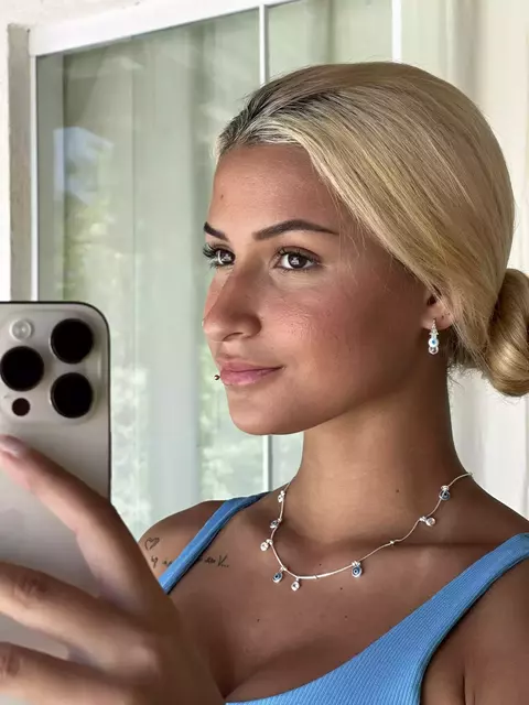 Chocker Olho Grego Cristal Banhada a Prata