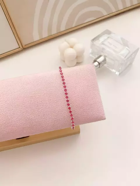 Pulseira Riviera Rosa Fucsia Banhado a Prata - comprar online