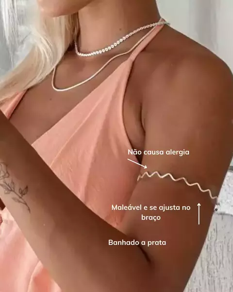 Bracelete Muc Zigzag Banhado a Prata