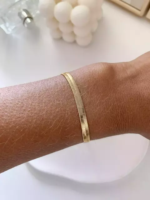 Pulseira Fita Laminada Banhada a Ouro