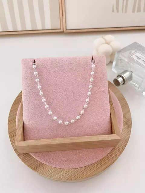Colar 60 cm Perola Banhado a ouro