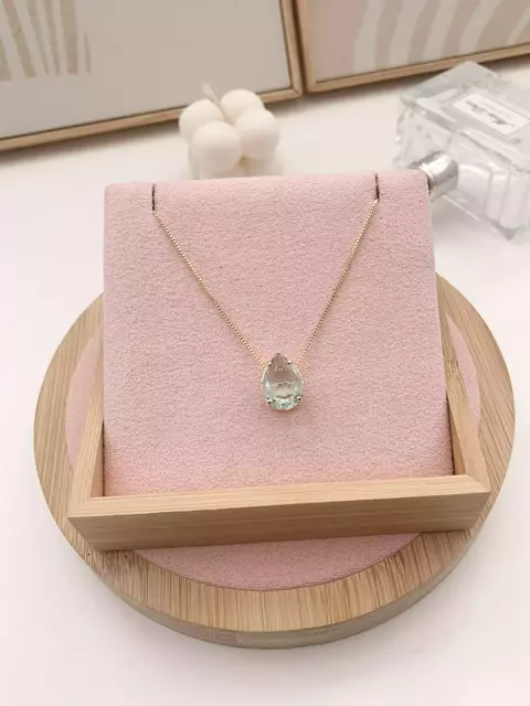 Colar Gota Azul Banhado a Ouro