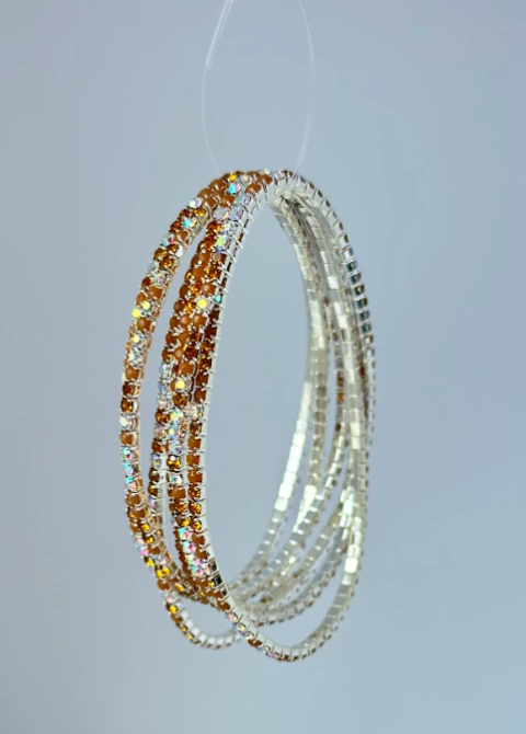Conjunto 06 Pulseiras Riviera Cor Verde Folheado a Ouro - comprar online